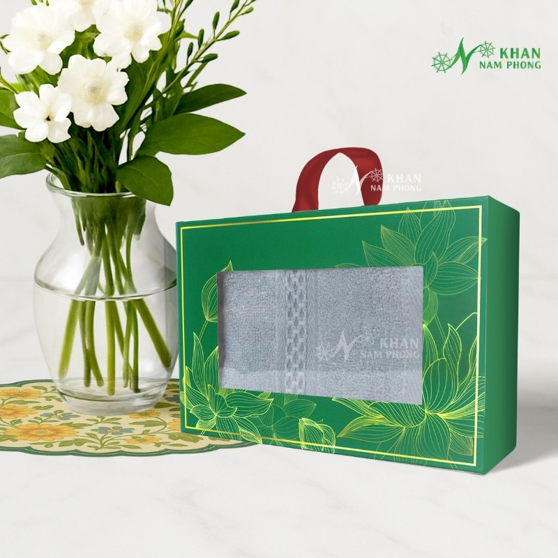 Set Khăn Vbamboo Sợi Tre Quà Tặng Cao Cấp 34X80Cm Đóng Hộp Kéo (9 Màu Khác Nhau) Set Khăn VBamboo Quà Tặng Cao Cấp 34x80cm Màu Xám Đóng Hộp Kéo Xanh Lá