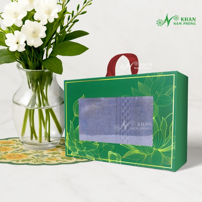 Set Khăn Vbamboo Sợi Tre Quà Tặng Cao Cấp 34X80Cm Đóng Hộp Kéo (9 Màu Khác Nhau) Set Khăn VBamboo Quà Tặng Cao Cấp 34x80cm Màu Xanh Navy Đóng Hộp Kéo Xanh Lá