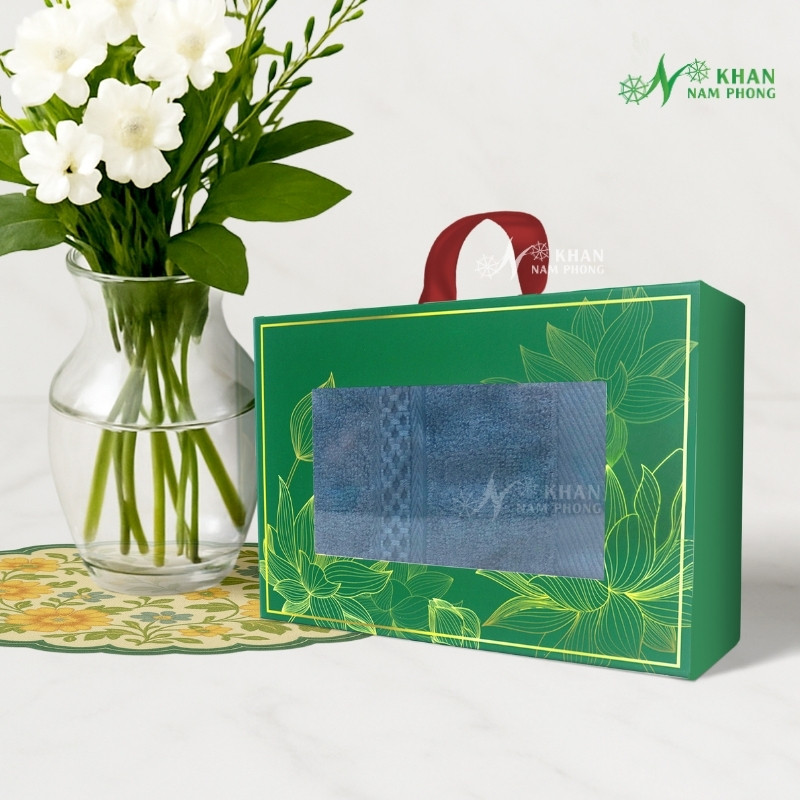 Set Khăn Vbamboo Sợi Tre Quà Tặng Cao Cấp 34X80Cm Đóng Hộp Kéo (9 Màu Khác Nhau) Set Khăn VBamboo Quà Tặng Cao Cấp 34x80cm Màu Xanh Vintage Đóng Hộp Kéo Xanh Lá