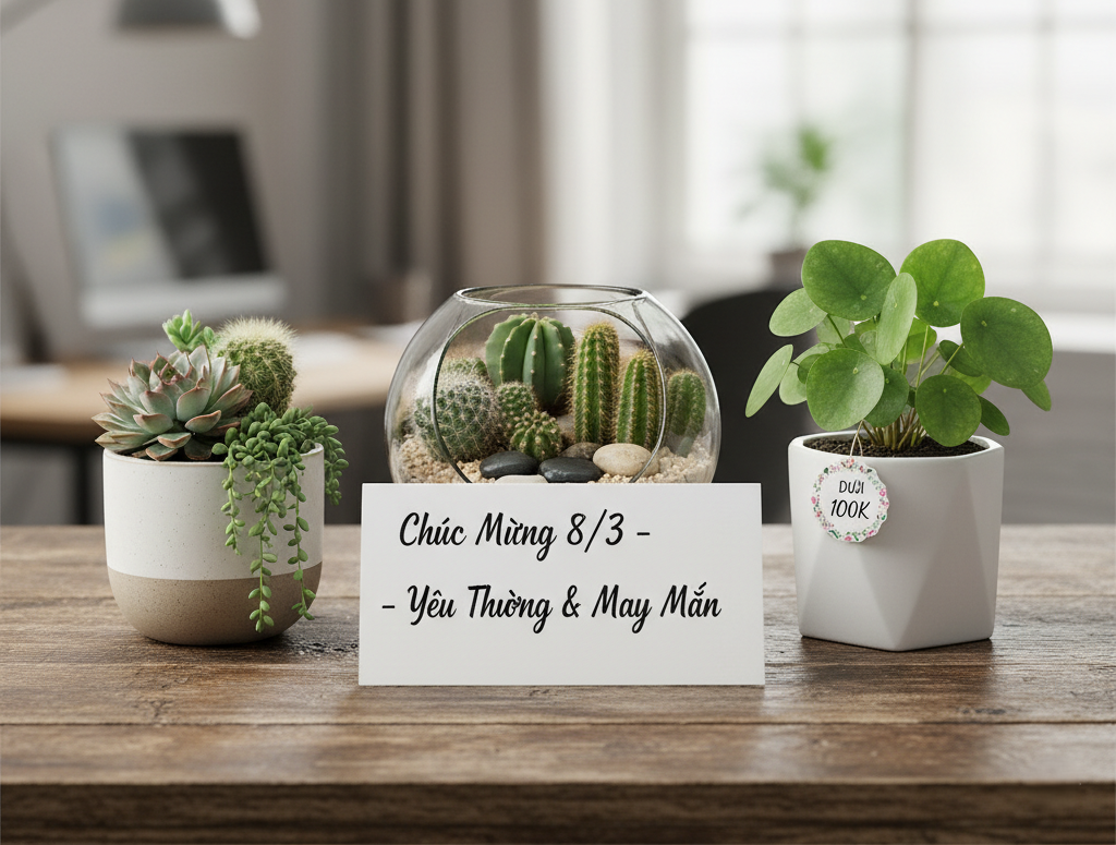 Gợi Ý 10+ Quà Tặng 8/3 Dưới 100K Ý Nghĩa Tiết Kiệm Và Ấn Tượng Cây để bàn mini – Món quà 8/3 dưới 100k xanh mát, ý nghĩa
