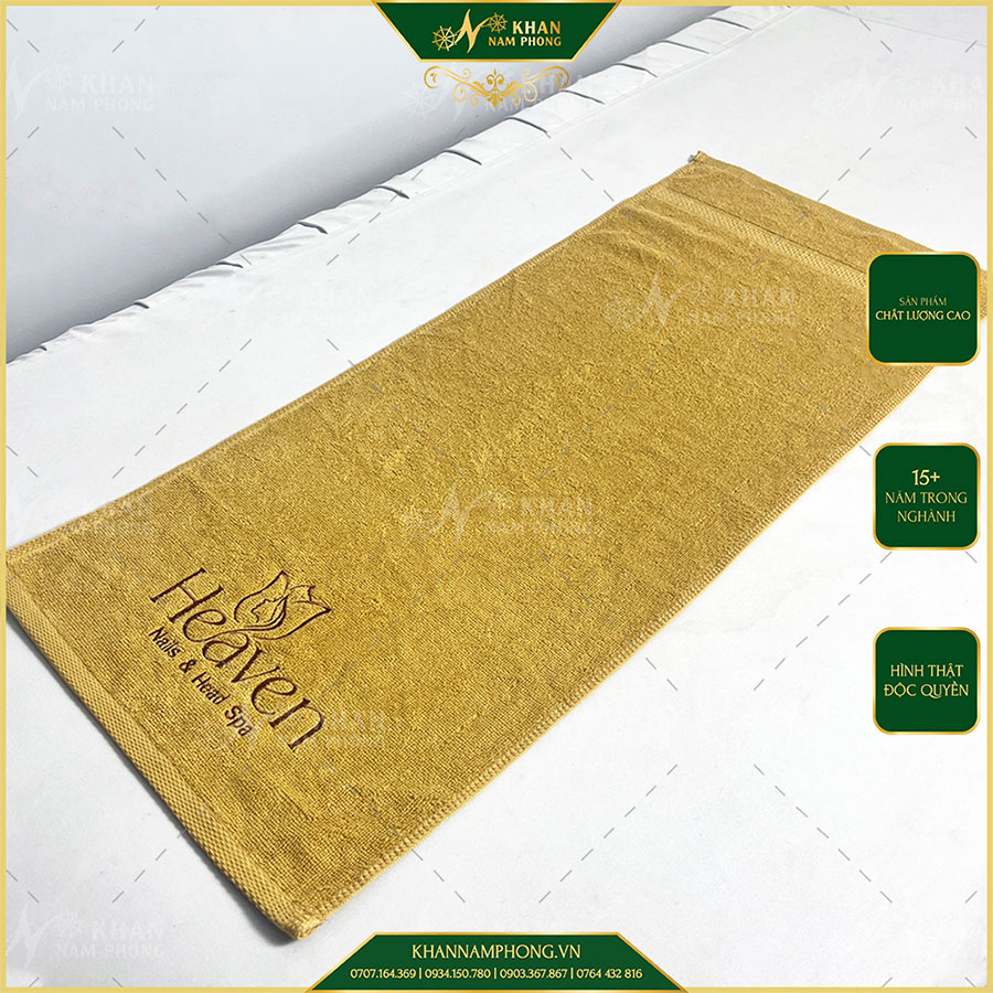 Khăn Làm Nail Cotton - Ưu Điểm Vượt Trội Của Khăn Nail Cotton Thêu Logo Heaven Vàng Bò 34X80 - Khăn Nail Cotton khăn làm nail cotton - Ưu Điểm Vượt Trội Của Khăn Nail Cotton Thêu Logo Heaven Vàng Bò 34x80 - Khăn Nail Cotton