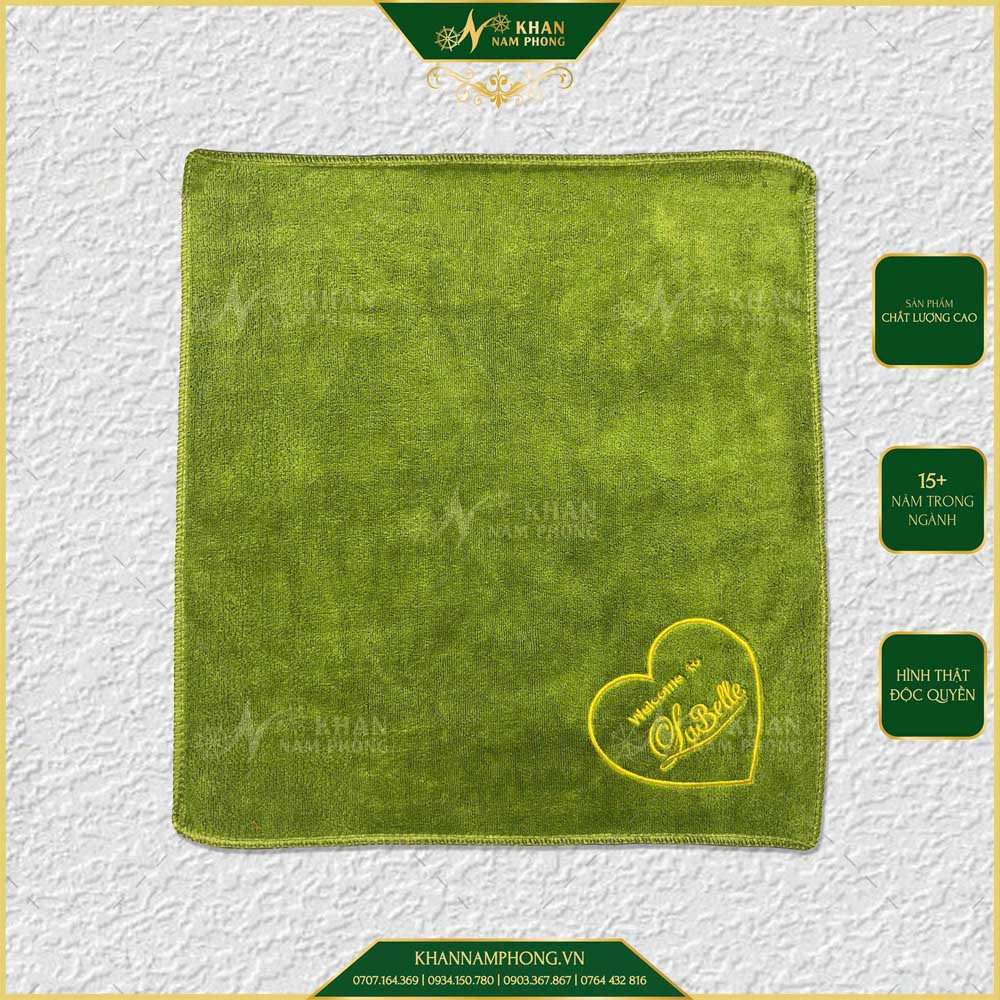 Khăn Nail Spa Màu Xanh Lá Microfiber Thêu Logo Labelle Spa Khăn Nail Spa Màu Xanh Lá Microfiber Thêu Logo Labelle Spa