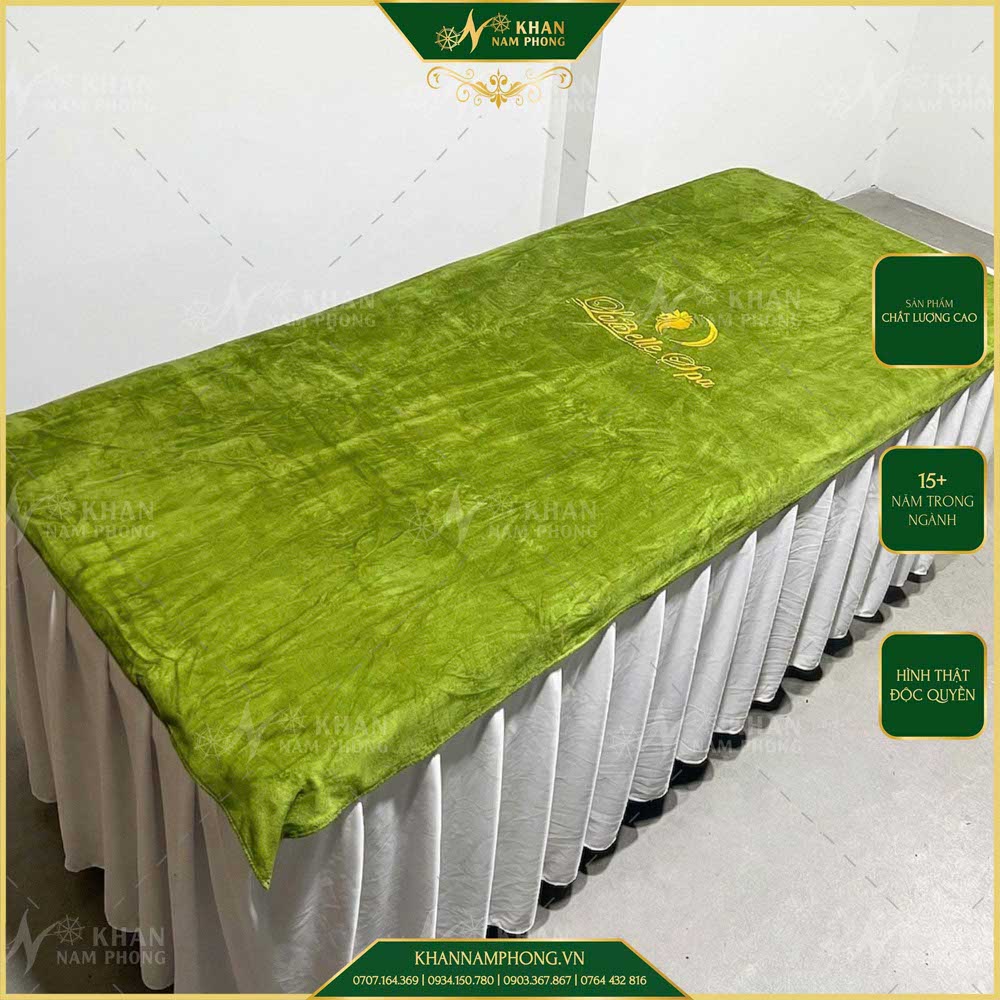 Khăn Nail Spa Màu Xanh Lá Microfiber Thêu Logo Labelle Spa Khăn Nail Spa Màu Xanh Lá Microfiber Thêu Logo Labelle Spa
